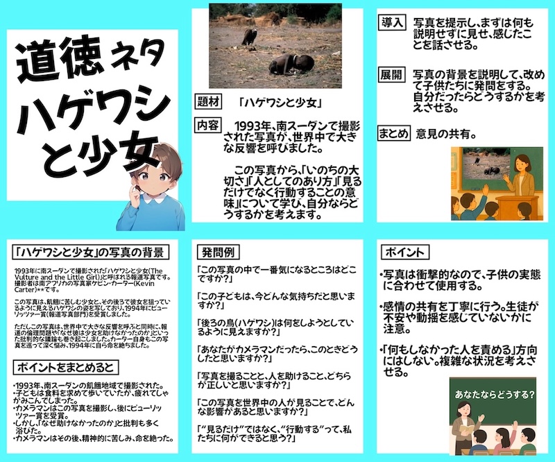 道徳の授業ネタ、ハゲワシと少女