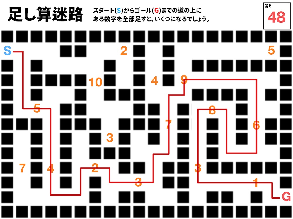 足し算迷路の問題画像
