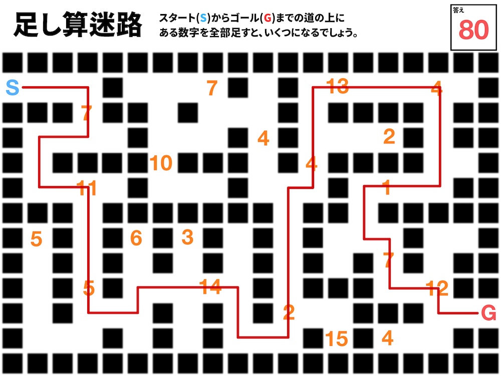 足し算迷路の問題画像