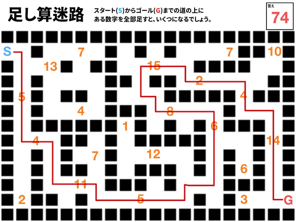 足し算迷路の問題画像