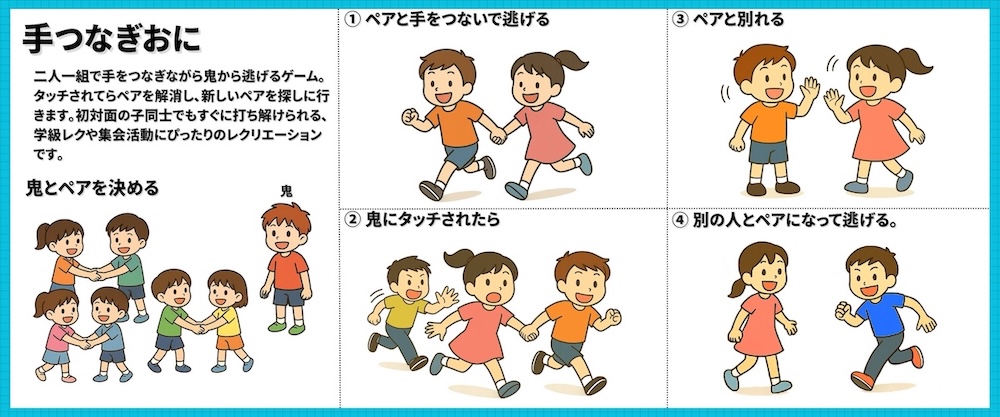 【幼児〜低学年向けレク】手つなぎおに