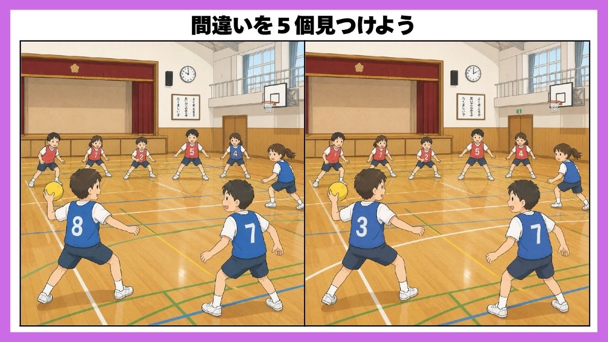 学校シーン間違い探しの画像