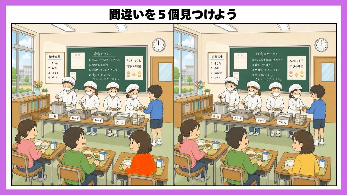 学校シーン間違い探しの画像