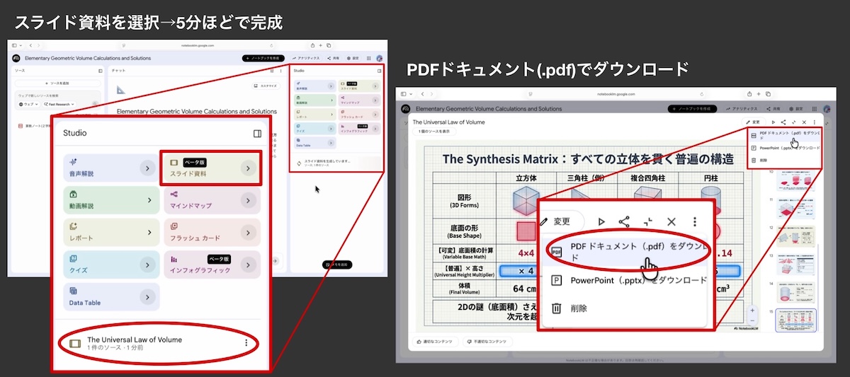 プリント一枚から授業スライドを自動生成