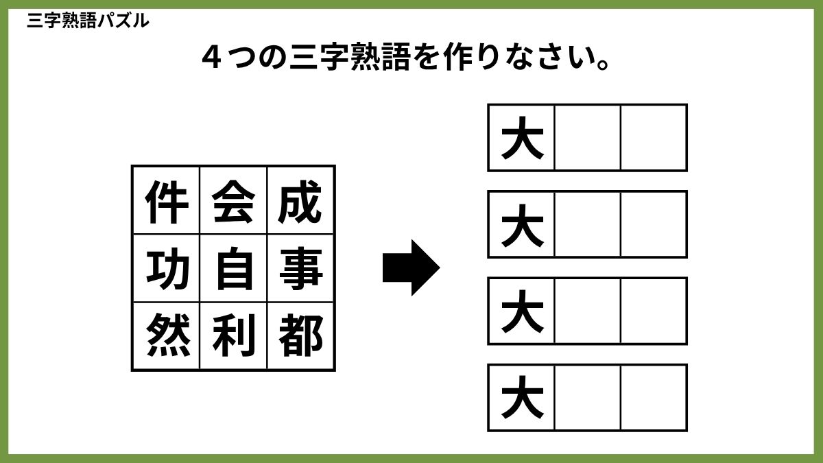 三字熟語パズルクイズ