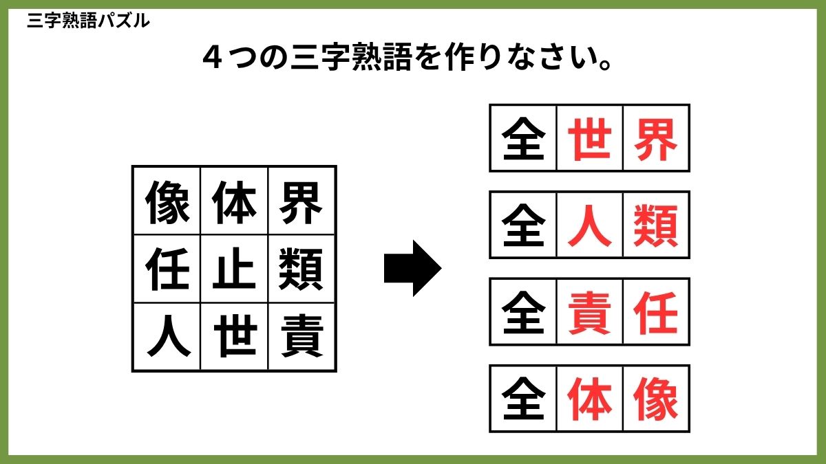 三字熟語パズルクイズ
