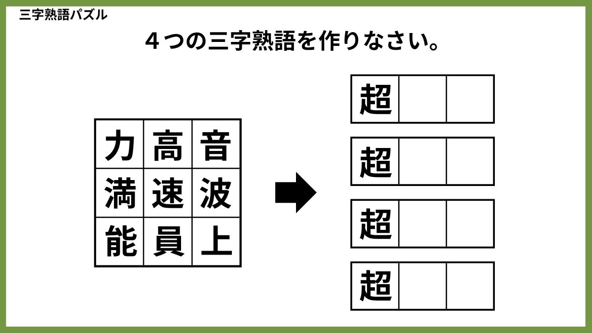 三字熟語パズルクイズ