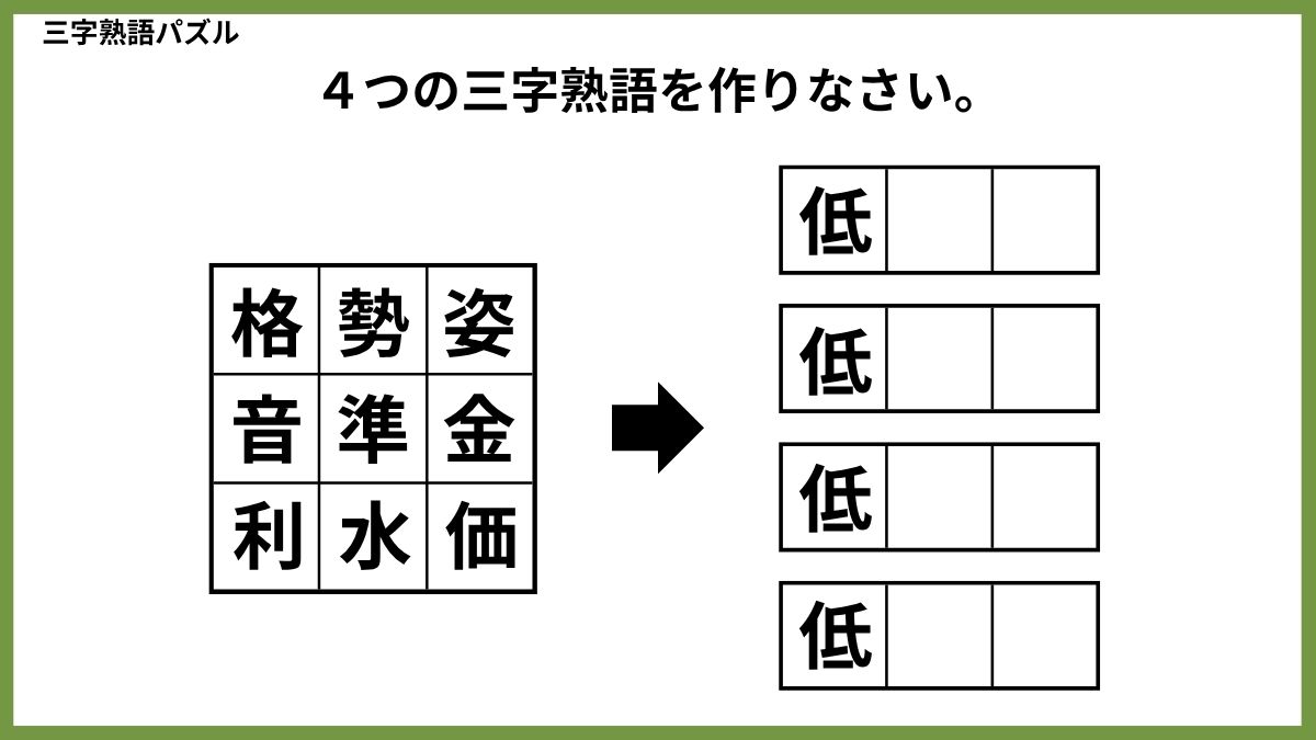 三字熟語パズルクイズ