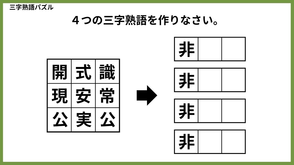 三字熟語パズルクイズ