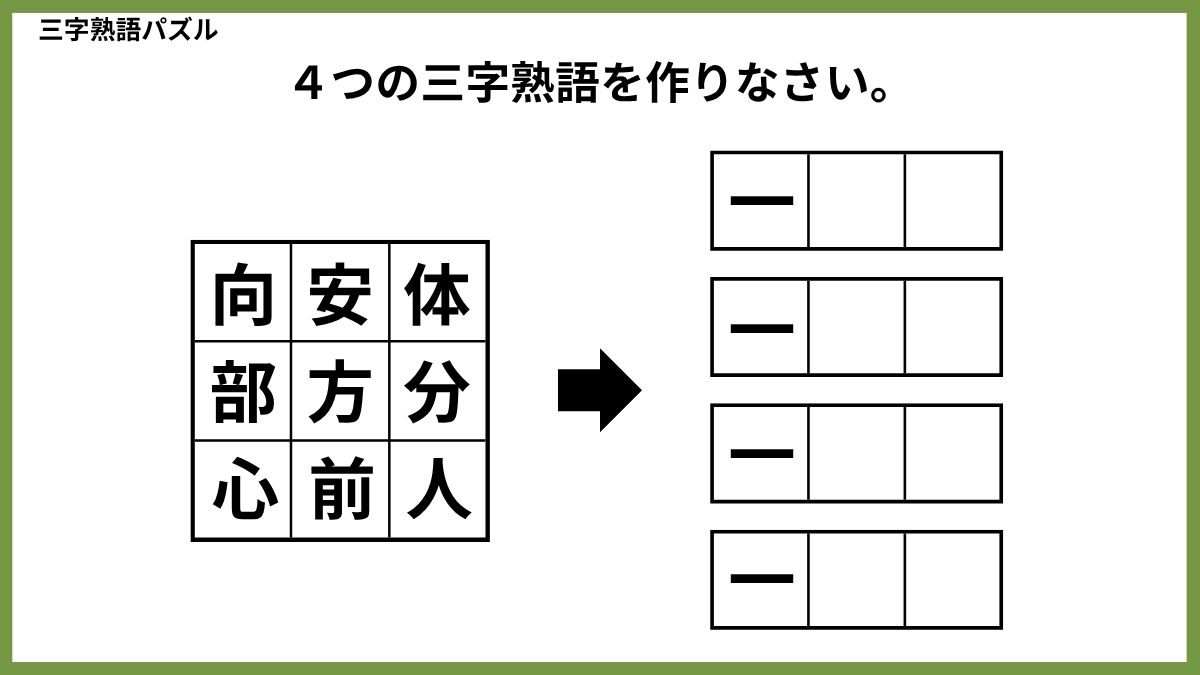 三字熟語パズルクイズ