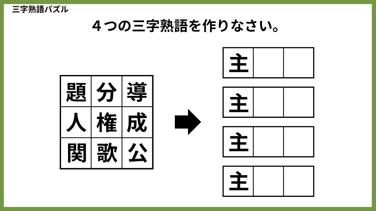 三字熟語パズルクイズ